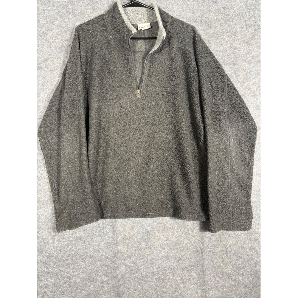 Sahalie‎ Charcoal Gray Textured Fleece 1/4 Zip Pullover Sweater Size Large